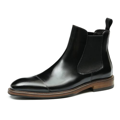 MlYJmer Herren Chelsea Boots Leder Slip On Business Formal Stiefeletten,Schwarz,42 EU von MlYJmer