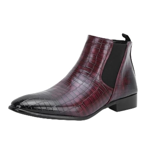 MlYJmer Herren Chelsea Boots Stiefeletten Freizeitstiefel Oxford Boots,Rot,48 EU von MlYJmer