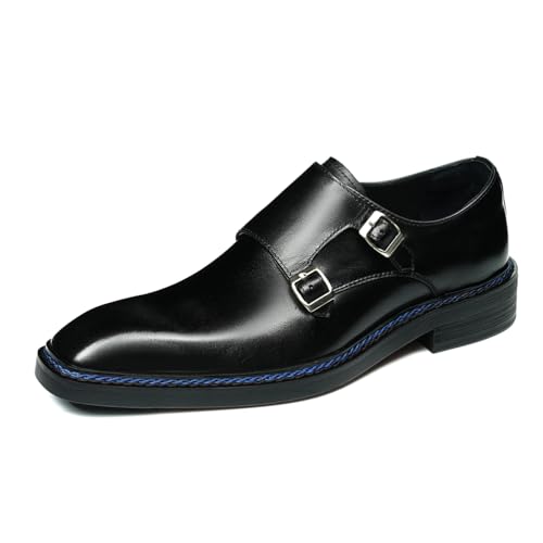 MlYJmer Herren Leder Slip-On Monk Formal Business Hochzeitsschuhe,Schwarz,45 EU von MlYJmer