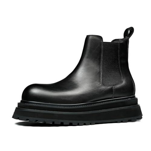 MlYJmer Herren Leder Stiefeletten Mode Casual Chelsea Boots,Schwarz,45 EU von MlYJmer