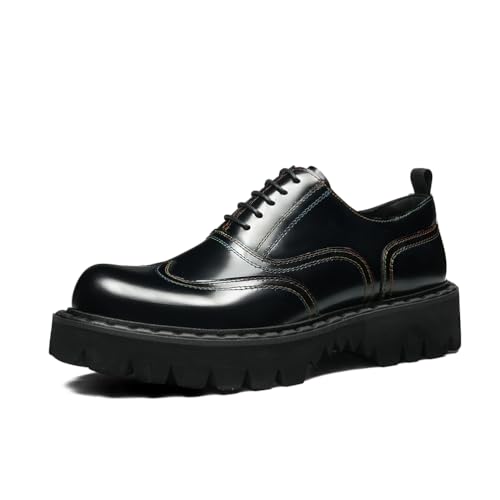 MlYJmer Herrenkleid Derby Casual Oxford Leder Formelle Business- und Hochzeitsschuhe,Schwarz,42 EU von MlYJmer
