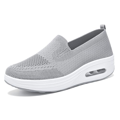 MlYJmer Lässige Strick-Sneaker für Damen Leichte Bequeme atmungsaktive Wanderschuhe,Grau,35 EU von MlYJmer