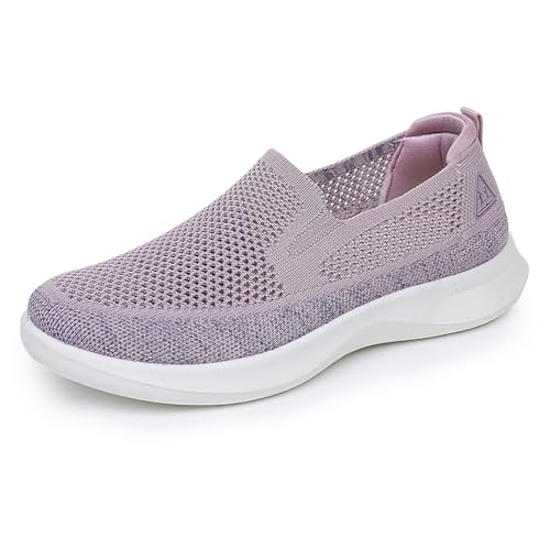 MlYJmer Lässige Strick-Sneaker für Damen Leichte Bequeme atmungsaktive Wanderschuhe,Lila,37.5 EU von MlYJmer