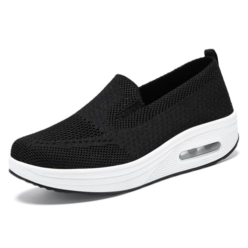 MlYJmer Lässige Strick-Sneaker für Damen Leichte Bequeme atmungsaktive Wanderschuhe,Schwarz,41 EU von MlYJmer