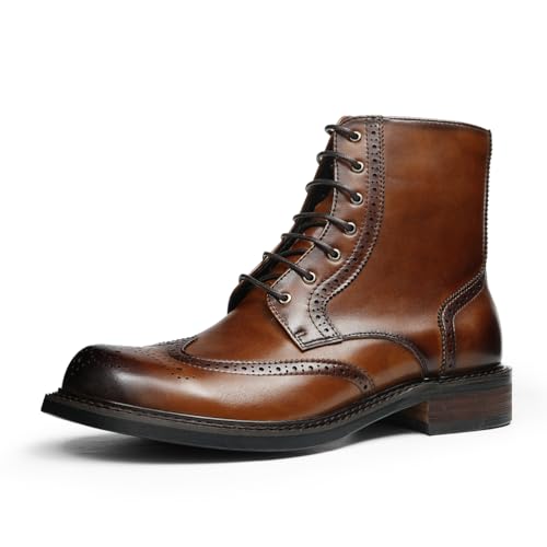 MlYJmer Leder Motorradstiefel Herren Business Schuhe Freizeitkleid Stiefelette,Braun,39 EU von MlYJmer