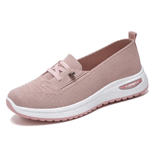 MlYJmer Schuhe Damen Slip on Sneaker Frauen Gewebt Atmungsaktiv Turnschuhe Leicht Sportschuhe Walkingschuhe,Rosa,36 EU von MlYJmer