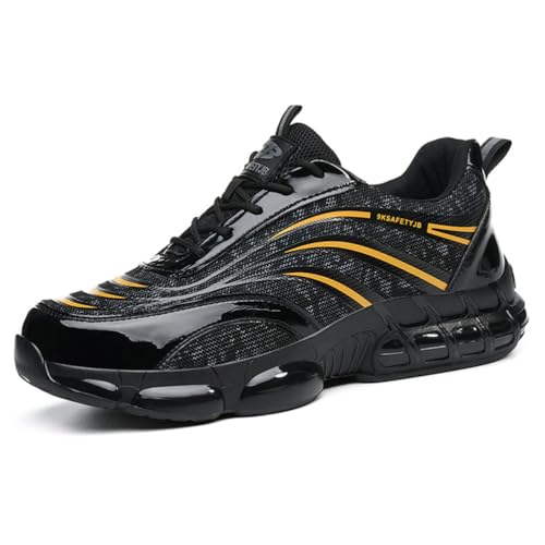 MlYJmer Sicherheitsschuhe Herren Arbeitsschuhe Leicht Sportliche Stahlkappenschuhe Atmungsaktiv Schutzschuhe Anti-Smash und Anti-Punktur Unisex,Gelb,38 EU von MlYJmer