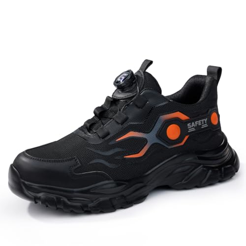 MlYJmer Sicherheitsschuhe Herren Arbeitsschuhe Leicht Sportliche Stahlkappenschuhe Atmungsaktiv Schutzschuhe Anti-Smash und Anti-Punktur Unisex,Schwarz,38 EU von MlYJmer