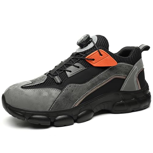MlYJmer Sicherheitsschuhe Männer Frauen Arbeitsschuhe, rutschfeste atmungsaktive Sicherheitsturnschuhe Stahlkappe Trainer,Schwarz,38 EU von MlYJmer