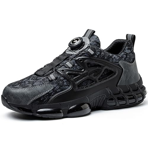 MlYJmer Sicherheitstrainer Männer Frauen Atmungsaktive Stahlkappe Schuhe Leichte Arbeitssicherheitsschuhe,Schwarz,43 EU von MlYJmer