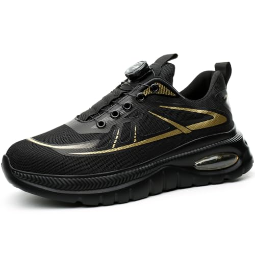 MlYJmer Sicherheitstrainer Männer Frauen Atmungsaktive Stahlkappe Schuhe Leichte Arbeitssicherheitsschuhe,Schwarz,47 EU von MlYJmer