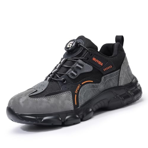 MlYJmer Stahlkappe Trainer Männer Frauen Sicherheitsschuhe Leichte rutschfeste Anti-Smashing Pannensichere Arbeitsschuhe,Grau,38.5 EU von MlYJmer