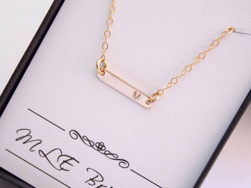 Erste Goldbarren, Gold Reck Kette, Halskette, Ursprünglichen Charme, Gefüllt, Zierlich, Erste Anhänger Freund Mutter von MleBridal