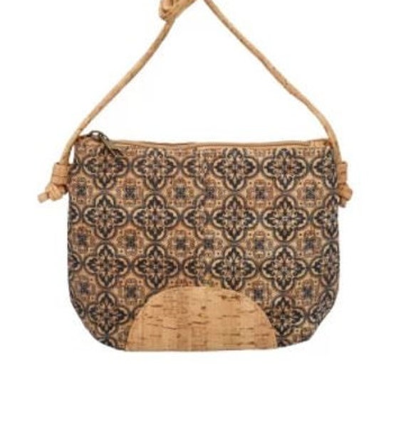 Beuteltasche Große Tasche Korkoptik Beige Braun Mit Mehrfarbigen Mustern Damen Accessoires Lederwaren Originelles Geschenk von MlleParis