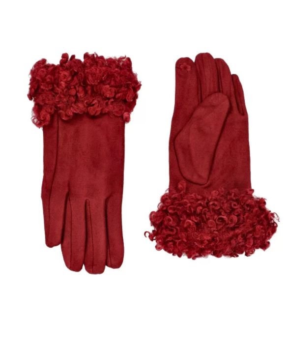 Raspberry Bouclettes Touchscreen Handschuhe Herbst - Winter Kollektion Damen Mode Accessoire Textil Originelles Geschenk Mlleparis von MlleParis