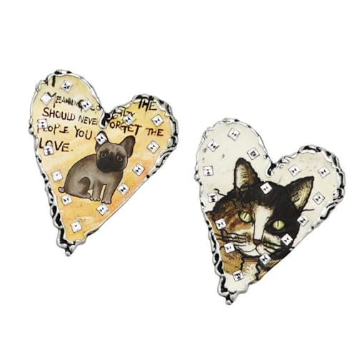 Asymmetrische Tierkritzel Ohrringe Herzform Ohrstollen Mit Katzen Hundemuster Legierungstextur Geeignet Für Mode Frauen Tierkritzeln Ohrringe von Mllepjdh
