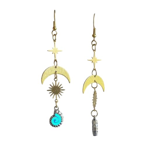 Conch Moon Star Sea Theme Zierzehender Ohrringe Hypoallergenen Zink Leichtmetall Ohrzubehör Für Empfindliche Hautohrzubehör von Mllepjdh