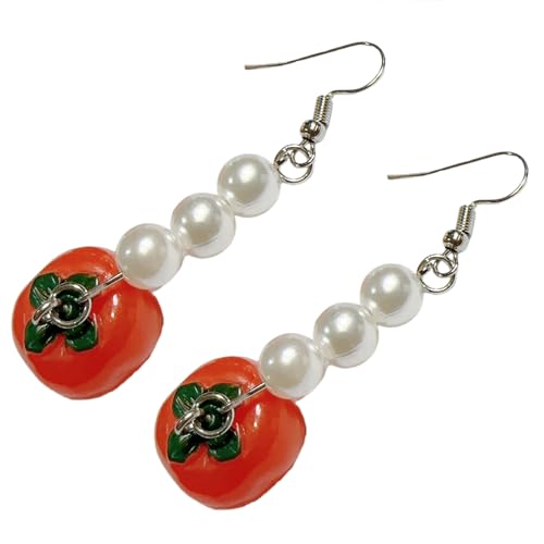 Einzigartige Harz Dangle Ohrringe Einfache Süße Perle Persimmon Drop Fashion Small Hoop Statement Schmuck Simulation Obst Mode Accessoires von Mllepjdh