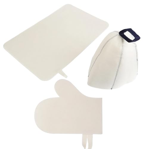 Filz-Saunahut und Fäustlinge, Schutzhandschuh und Pads, Filztextur, weiche Wolle, Saunakappen, geeignet für entspannende Spas von Mllepjdh