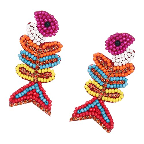 Handgefertigtes Karpfenfischknochen Mit Farbenfrohen Perlen Perlen Goldfischohrringen Accessoires Für Frauen Und Kunstbegeisterte Trendige Partyohrringe von Mllepjdh