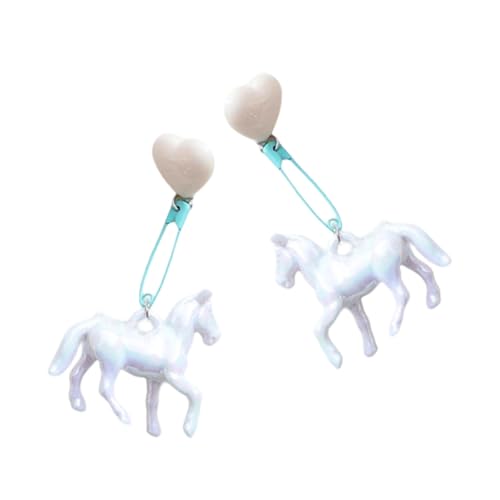 Kreative Pferdeherzen Ohrringe Harz Textur Frau Geeignet Für Musikfestivals Oder Partys Herzclip Ohrringe von Mllepjdh