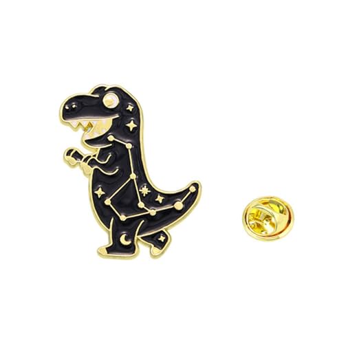 Kreativer Schwarzer Dinosaurierbrosche Mit Sternbändern Kreativer Tierverletzungsnadel Unisex Accessoire Für Kleidung Und Taschen Dinosaurier Revers Pin von Mllepjdh