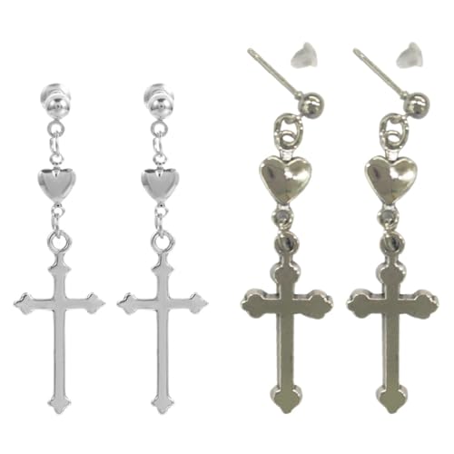 Kruzifix Herz Dangle Ohrringe Einzigartiger Charme Vintage Juwelry Coole Punk Ohrschern Frauen Modeaccessoires Geschenk Drop Set Für Mädchen Frauen von Mllepjdh