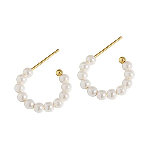 Metallic Imitation Perle Hoop Ohrringe Für Frauen Mädchen Moderne Elegante Design Leichtes Valentinstag Geburtstagsgeschenk Imitation Perlenohrringe Für Frauen von Mllepjdh
