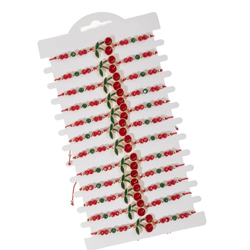Mllepjdh 12 Stücke Kirschkristalle Perlen Verstellbare Armbänder Legierung Legierungsanwendung Handgelenk Schmuck Für Tägliche Party Tragen Cherrys Charmearmband Set von Mllepjdh