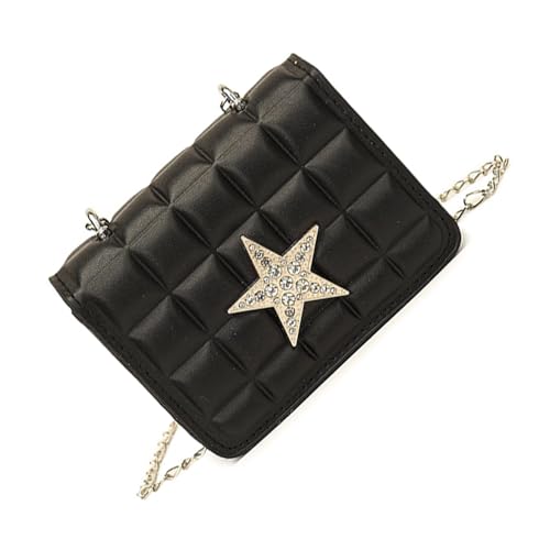 Mllepjdh All Matching Umhängetasche Für Frau Kette Rassonstones Star Crossbody Trend Dating PU Leder Boten Strassstar Schulter Für Frauen Square Crossbody Dating von Mllepjdh
