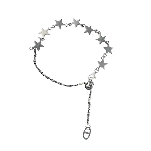 Mllepjdh Fünf Spitze Star Charme Armband Link Kette Charm Fashion Armreifen Schmuck Einfache Armband Geburtstag Geschenke Einstellbare Länge von Mllepjdh