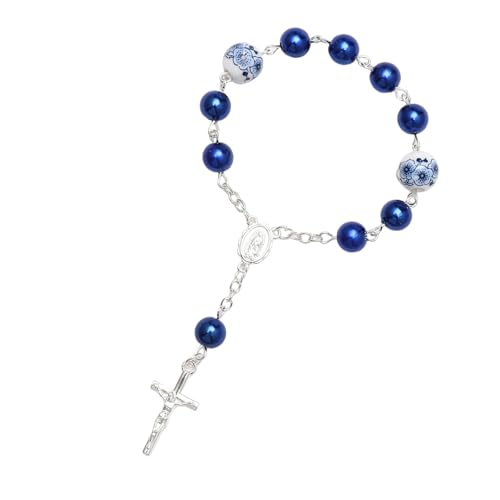 Mllepjdh Klassische Kruzifix Anhänger Armband Mode Legierungsschule Design Perlen Handgelenk Kette Frauen Frauen Spirituelles Accessoire Stylish Alloy Armband von Mllepjdh