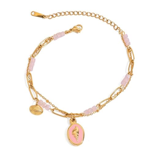 Mllepjdh Moderne Küstensee Sternschale Schalle Kettenarmband Verstellbares Design Armband Edelstahl Schmuck Vorhanden Modisches Meeresschalen Anhängerarmband Für Frauen von Mllepjdh