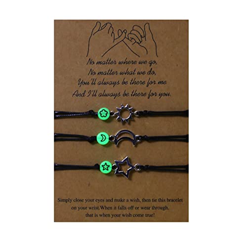 Mllepjdh Moon Sun Star Perlen Armband Beziehung Gewebte Armbänder Verstellbarer Freundschaft Schmuck Für 3 Best Friend Wobbenarmbänder Für Männer Frauen Teen Girls Strand String von Mllepjdh