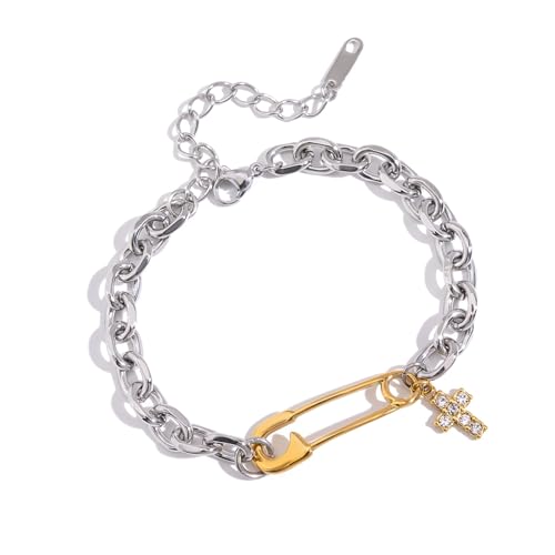 Mllepjdh Multicolor Papierklammer Charm Handgelenk Handarmarm Mit Symbolkruzifix Anhänger Und Einstellbares Design Vielseitiger Kreuzblattpaplungsclip Schmuck Für Den Täglichen Verschleiß von Mllepjdh