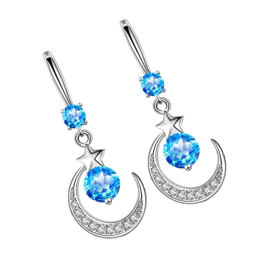 Mllepjdh Ohrhänger Mond und Stern Charm Ohrringe Mädchen Accessoires Mode Frauen Ohrschmuck geeignet für Party Alltag, 3.7*1.4*, Zirkon Metalllegierung von Mllepjdh