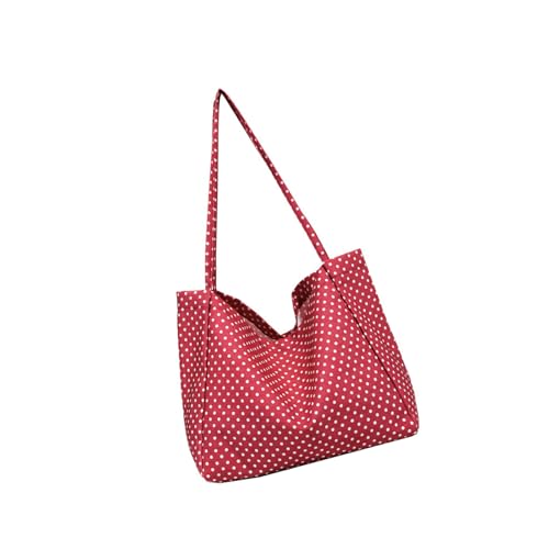 Mllepjdh Raffinierte Leinwand Umhängetasche Rot Retro Muster Praktische Stoffhandtasche Für Offce Mitarbeiter Und Profis Freundliche Leinwandkäufertasche von Mllepjdh