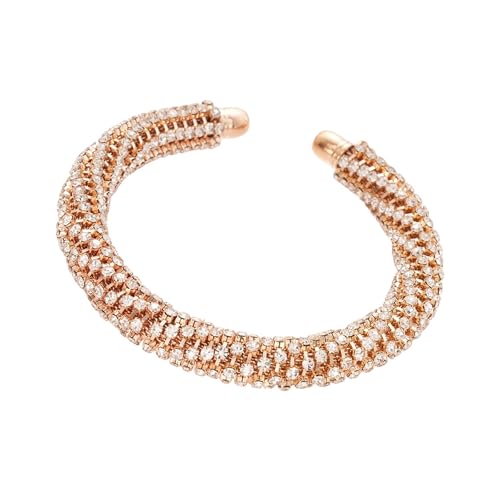 Mllepjdh Sprudeln Strasssteine ​​fädeln Rundes Offenes Armreif Armband Einstellbares Metall Handgelenk Schmuck Geschenk Für Frauen Lady Lady Leichtes Offenes Manschettenarmband von Mllepjdh