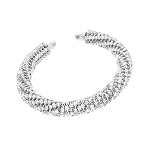 Mllepjdh Sprudeln Strasssteine ​​fädeln Rundes Offenes Armreif Armband Einstellbares Metall Handgelenk Schmuck Geschenk Für Frauen Lady Lady Leichtes Offenes Manschettenarmband von Mllepjdh