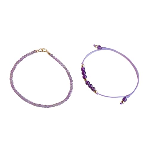 Mllepjdh Stapelbares Amethystarmband Mit Goldenen Akzentperlen Handgefertigter Kristalle Schmuck Für Schicht Armbandkleidung Styles Natural Amethyst Crystals Armband von Mllepjdh