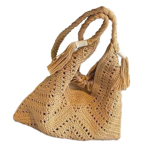 Mllepjdh Stilvoll Geflochtene Baumwolltasche Leichtes Umhängetasche Atmungsaktives Design Mehrzweck Achselgrundstück Für Frauen Daily Essentials Leichtes Baumwoll Umhängetasche von Mllepjdh