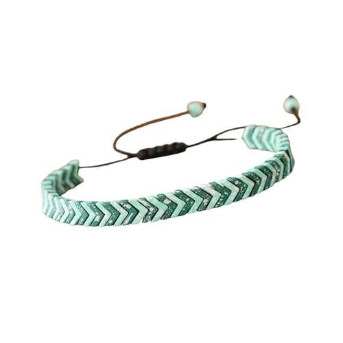 Mllepjdh Stilvolle Flache Perlen Armband Einstellbare Handgelenk Kette Geometrische Form Handgelenk Armreifen Stylish Schmuckstück Form Flachperlen Schmuck Schmuck von Mllepjdh