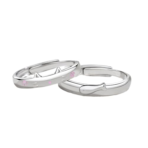 Mllepjdh Stilvolle Katzen Und Fisch Themen Paarringe Mit Robusten Messing Eleganten Designs Und Bleiben des Accessoires Für Tägliche Wege Eheringen von Mllepjdh