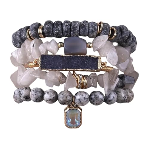 Mllepjdh Stilvolles Armband Handgefertigtes Accessoire Perlen Armband Steintextur Mode Handgelenk Schmuck Geeignet Um Willenskraft Modeschmuck Zu Verbessern von Mllepjdh