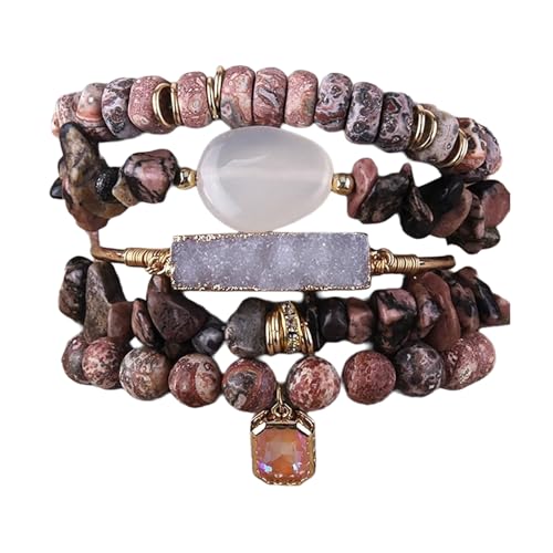 Mllepjdh Stilvolles Armband Handgefertigtes Accessoire Perlen Armband Steintextur Mode Handgelenk Schmuck Geeignet Um Willenskraft Modeschmuck Zu Verbessern von Mllepjdh