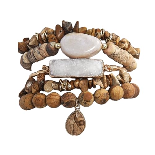 Mllepjdh Stilvolles Armband Handgefertigtes Accessoire Perlen Armband Steintextur Mode Handgelenk Schmuck Geeignet Um Willenskraft Modeschmuck Zu Verbessern von Mllepjdh