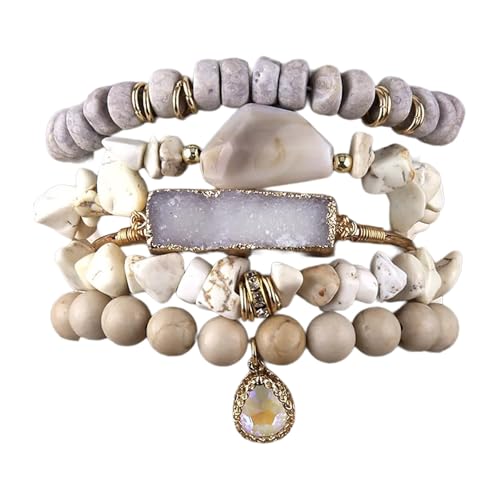 Mllepjdh Stilvolles Armband Handgefertigtes Accessoire Perlen Armband Steintextur Mode Handgelenk Schmuck Geeignet Um Willenskraft Modeschmuck Zu Verbessern von Mllepjdh