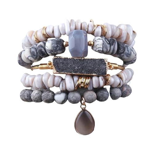 Mllepjdh Stilvolles Armband Handgefertigtes Accessoire Perlen Armband Steintextur Mode Handgelenk Schmuck Geeignet Um Willenskraft Modeschmuck Zu Verbessern von Mllepjdh