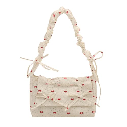Mllepjdh Trendy Blumendruckbeutel Mit Plissierten Bögen Mit Atmungsaktivem Polyester Bequemer Verstellbarer Gurt Mehrzweck Tragelösung Ergonomisches Design Unterarmtasche von Mllepjdh