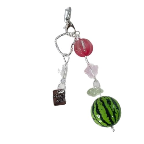 Mllepjdh Trendy Fruit Theme Handy Accessory Perlen Telefonkettenseil Mit Melonen Pfirsich Stern Herz Dekorativ Charme Multifunktionalem Telefon Charme Keychain von Mllepjdh